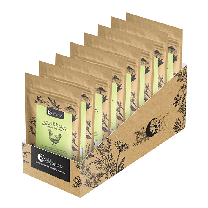 Nutra Organics Bone Broth Chicken Organic Garden Herb 100g x 8 Display