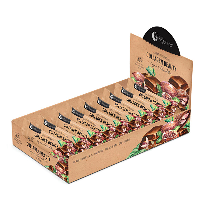 Nutra Organics Organic Wholefood Bar Collagen Beauty Salted Cacao Maca 30g x 16 Display
