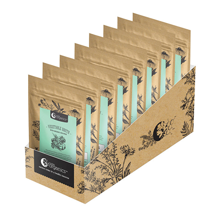 Nutra Organics Broth Vege Garden Veggie 100g x 8 Display