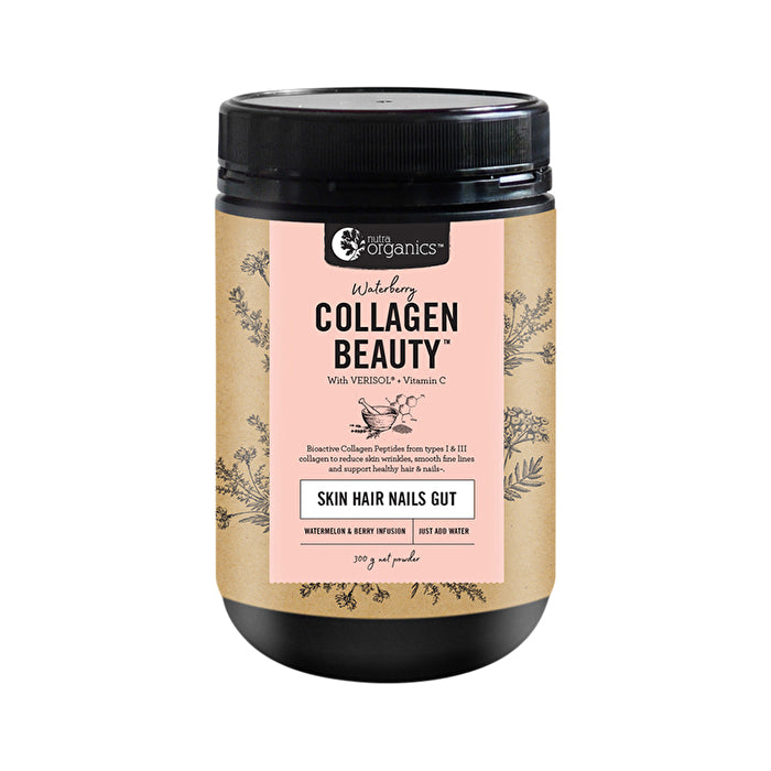 Nutra Organics Collagen Beauty with Verisol + Vitamin C (Skin Hair Nails Gut) Waterberry 300g