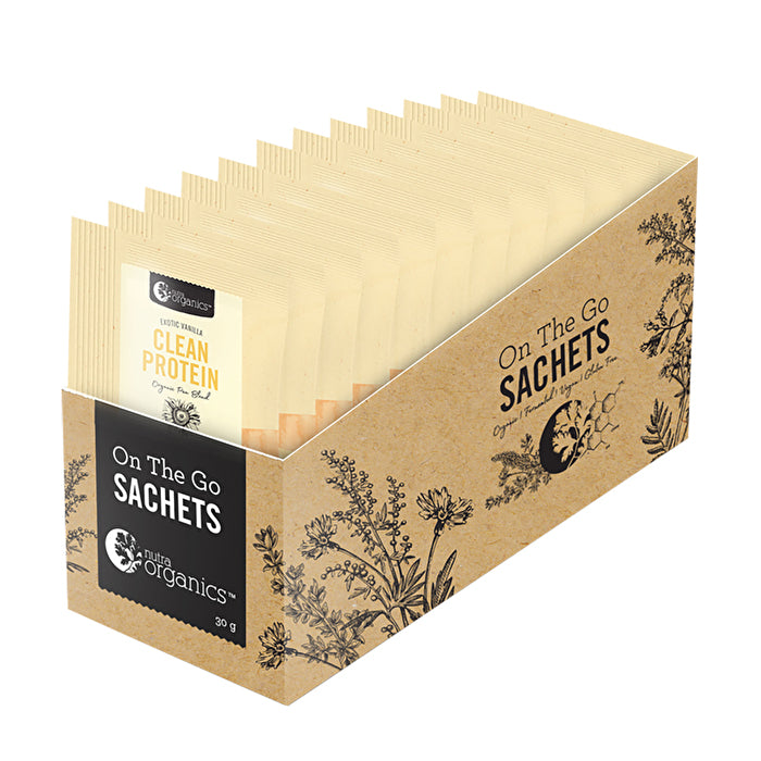 Nutra Organics Clean Protein (Organic Pea Blend) Exotic Vanilla Sachets 30g x 12 Display