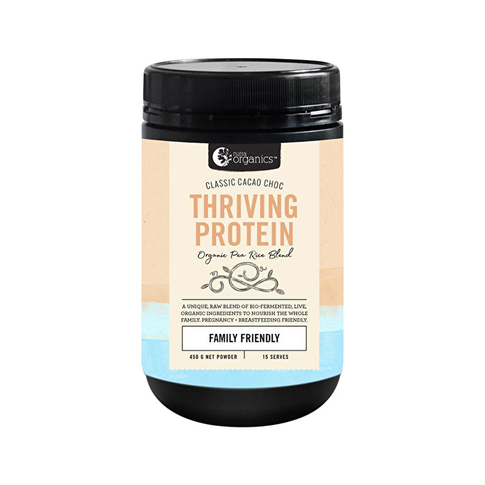 Nutra Organics Thriving Protein (Organic Pea Rice Blend) Classic Cacao Choc 450g