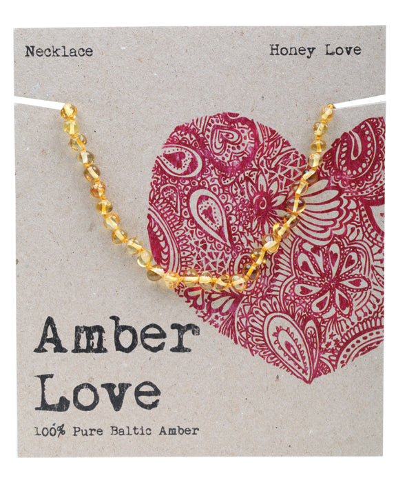 AMBER LOVE Children's Necklace 100% Baltic Amber - Honey Love