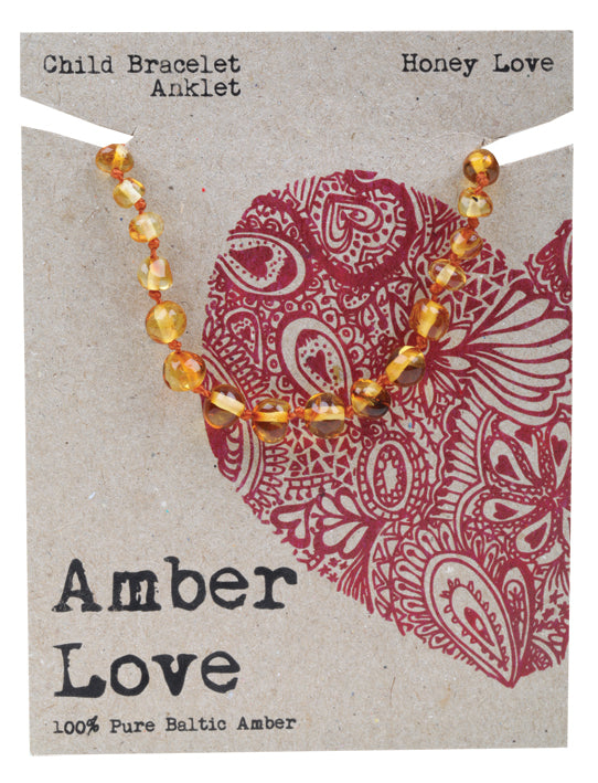AMBER LOVE Children's Bracelet/Anklet 100% Baltic Amber - Honey Love