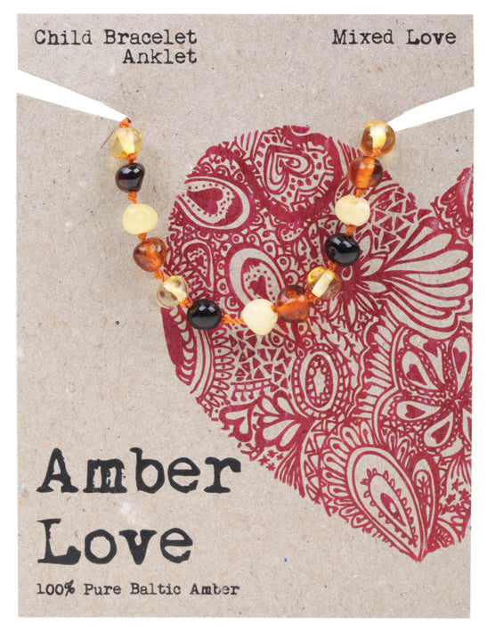AMBER LOVE Children's Bracelet/Anklet 100% Baltic Amber - Mixed Love