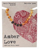 AMBER LOVE Children's Bracelet/Anklet 100% Baltic Amber - Rainbow Love