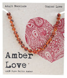 AMBER LOVE Adult's Necklace 100% Baltic Amber - Cognac Love