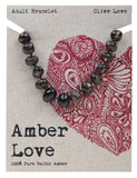 AMBER LOVE Adult's Bracelet 100% Baltic Amber - Olive Love