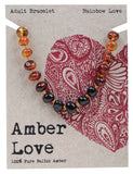 AMBER LOVE Adult's Bracelet 100% Baltic Amber - Rainbow Love