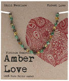 AMBER LOVE Children's Necklace 100% Baltic Amber - Forest Love