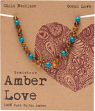 AMBER LOVE Children's Necklace 100% Baltic Amber - Ocean Love