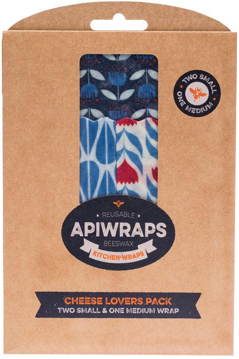 APIWRAPS Reusable Beeswax Wraps - Cheese 2 x Small & 1 x Medium