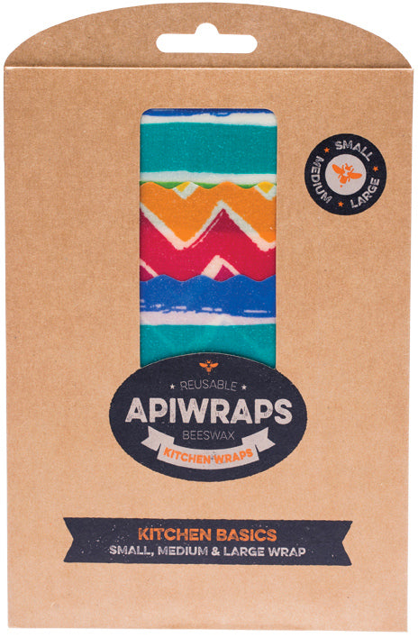 APIWRAPS Reusable Beeswax Wraps - Kitchen 1 x Small, Medium & Large