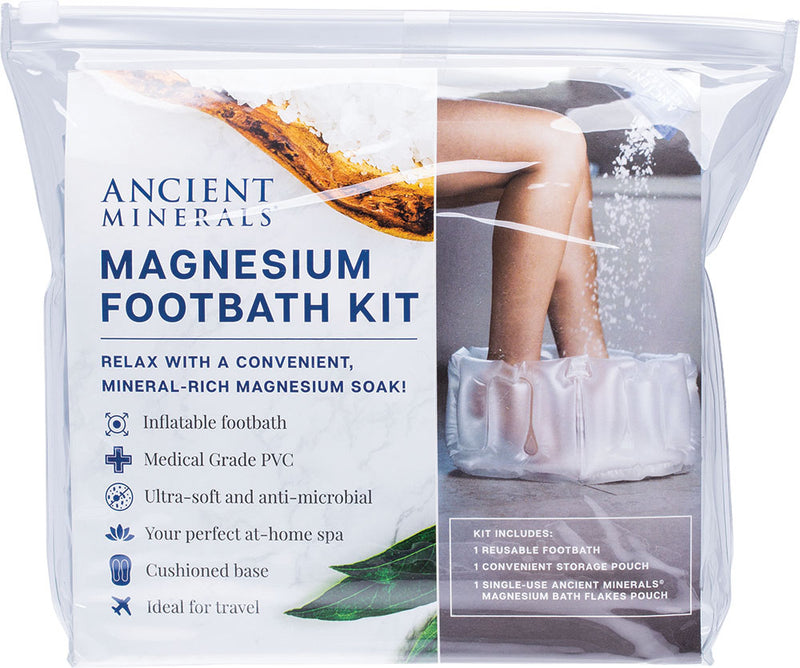 ANCIENT MINERALS Inflatable Magnesium Footbath Kit With Magnesium Bath Flakes