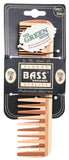 BASS BRUSHES Bamboo Wood Tortoise Comb Large - Wide & Fine Tooth