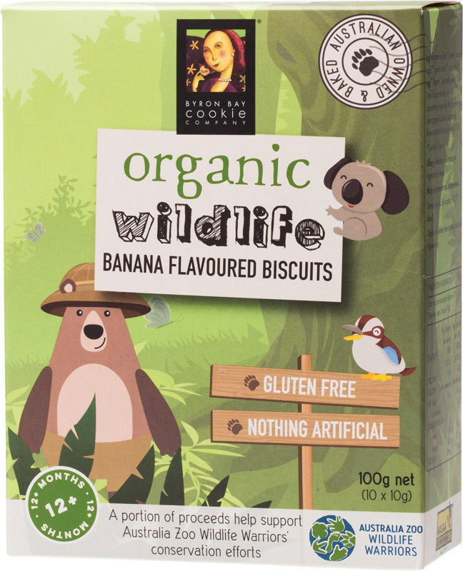 BYRON BAY COOKIES Organic Wildlife Biscuits Individually Wrapped - Banana