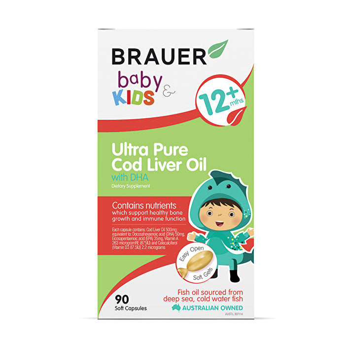 Brauer Baby & Kids Ultra Pure Cod Liver Oil with DHA (12+ months) 90c