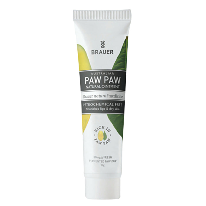 Brauer Paw Paw Natural Ointment (80mg/g fresh fermented paw paw) 15g Lip Applicator Tube