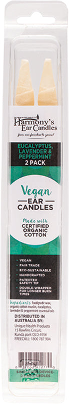 HARMONY'S EAR CANDLES Vegan Ear Candles Eucalyptus, Lav & Peppermint