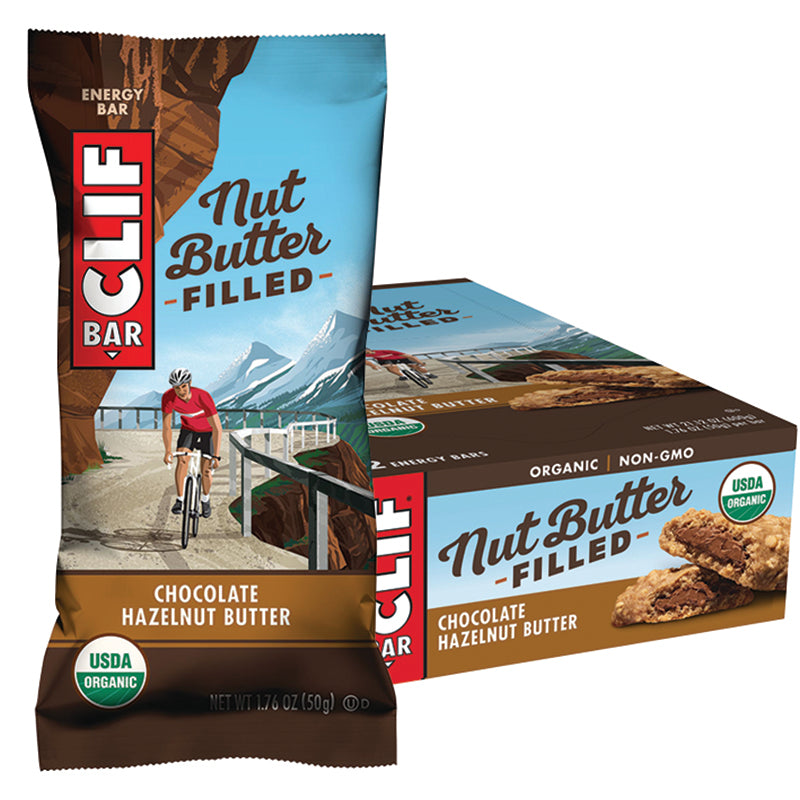CLIF NUT BUTTER FILLED BAR Chocolate Hazelnut Butter Display Box of 12