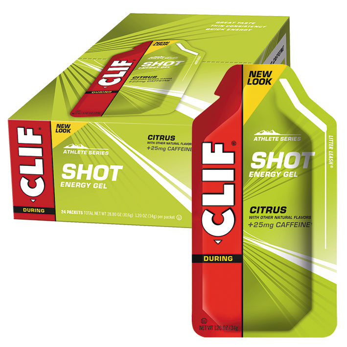 CLIF SHOT ENERGY GEL Citrus (25mg Caffeine) Display Box of 24