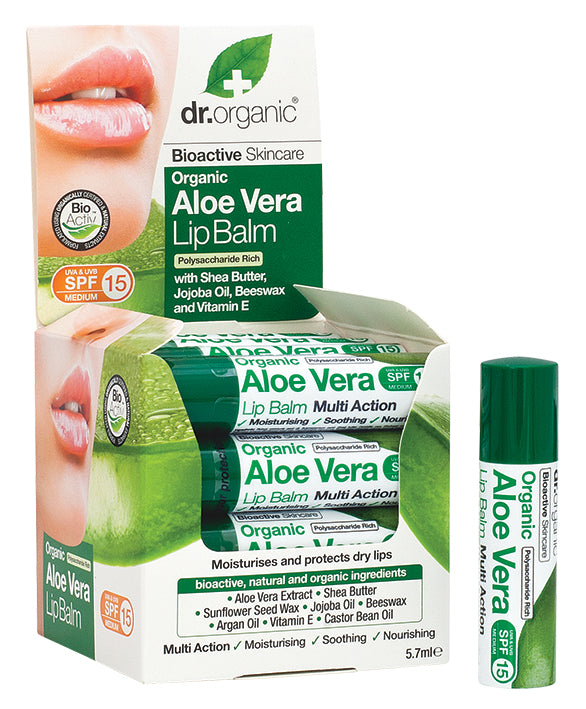 DR ORGANIC Lip Balm - SPF 15 Organic Aloe Vera