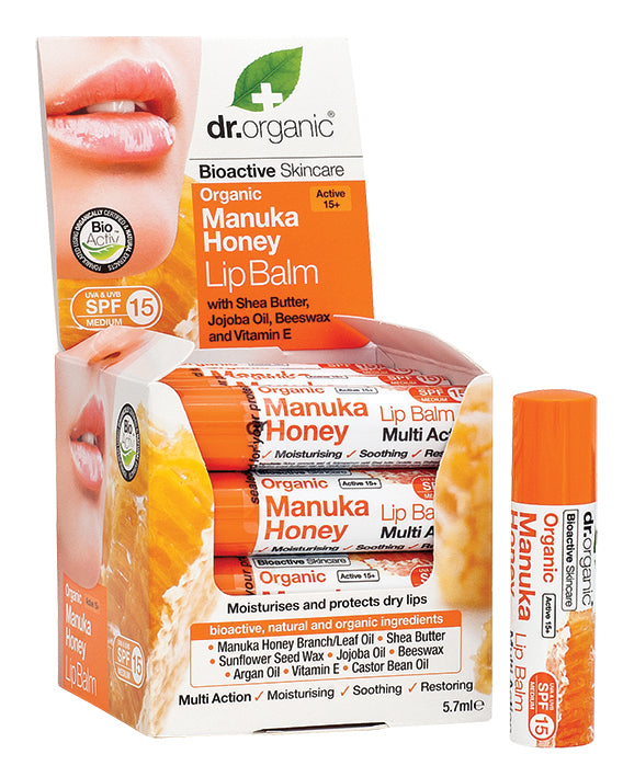DR ORGANIC Lip Balm - SPF 15 Organic Manuka Honey