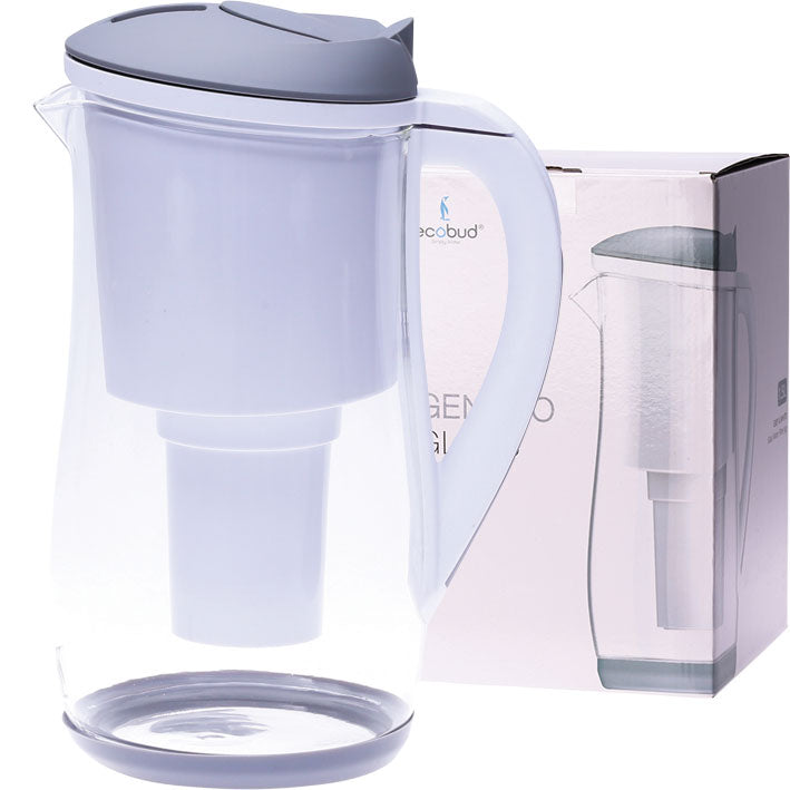 ECOBUD Gentoo Glass Water Filter Jug Grey & White