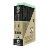 Essenzza Fuss Free Naturals Toothbrush Bamboo Activated Charcoal Medium 4 Pack x 6 Display