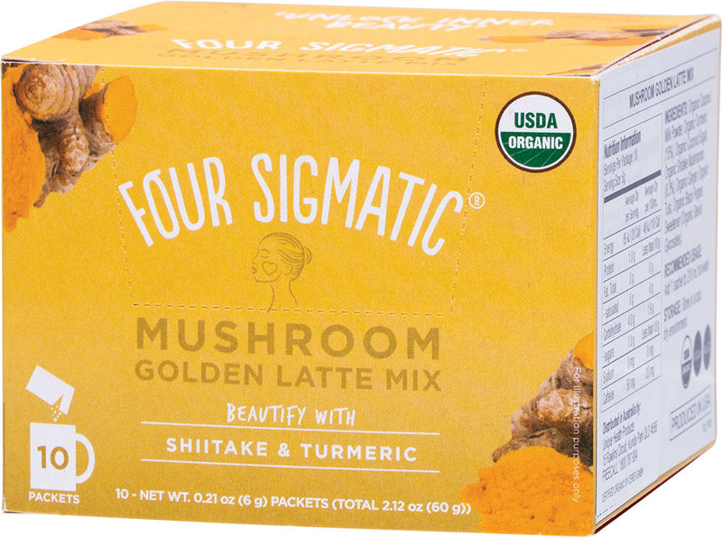FOUR SIGMATIC Mushroom Golden Latte Mix Packets With Shiitake & Turmeric
