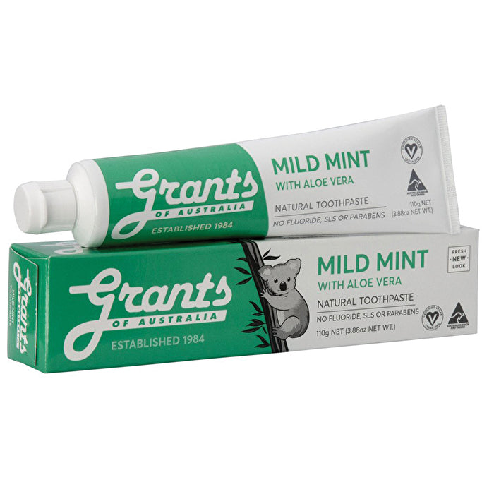 Grants Natural Toothpaste Mild Mint with Aloe Vera 110g