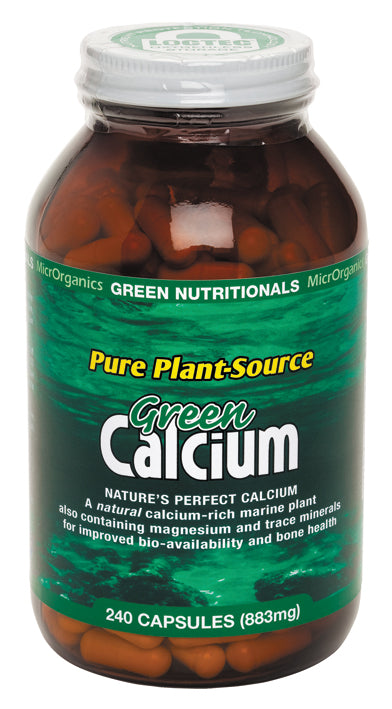 GREEN NUTRITIONALS Green Calcium (Plant Source) Capsules (883mg) - Amber Glass