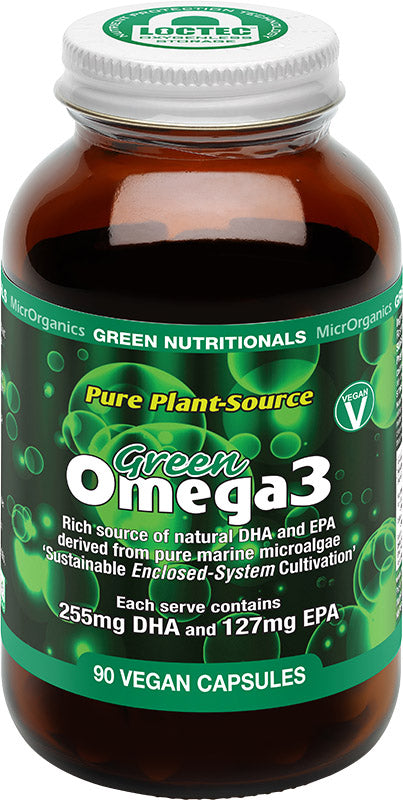 GREEN NUTRITIONALS Green Omega3 Vegan Capsules (127mg) - Amber Glass