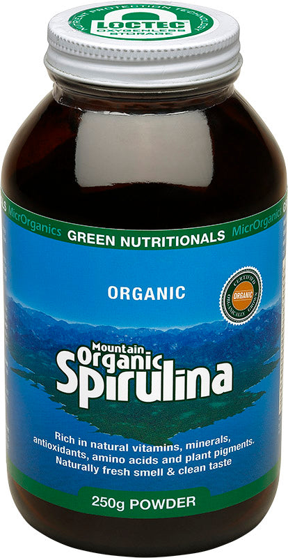 GREEN NUTRITIONALS Mountain Organic Spirulina Powder - Amber Glass