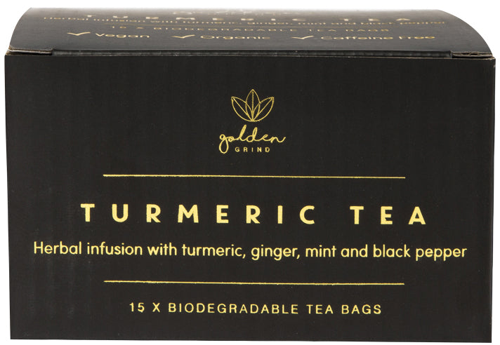 GOLDEN GRIND Turmeric Tea Biodegradable Tea Bags