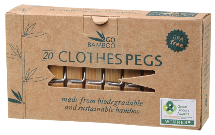 GO BAMBOO Clothes Pegs 100% Biodegradable
