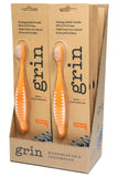 GRIN Biodegradable Toothbrush - Kids Soft - Orange Display Box of 8