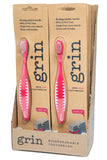 GRIN Biodegradable Toothbrush - Kids Soft - Pink Display Box of 8