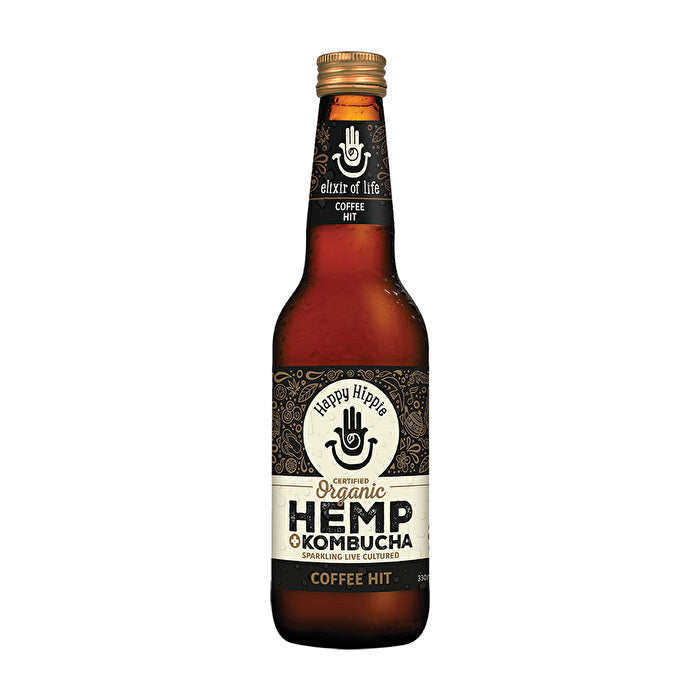 Happy Hippie Organic Kombucha Hemp Coffee Hit 330ml x 12 Pack