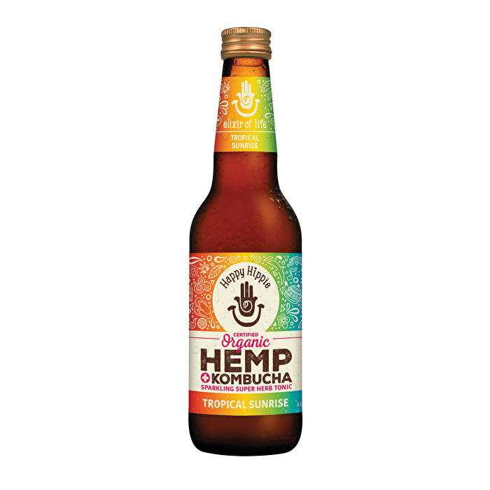 Happy Hippie Org Kombucha Hemp Tropical Sunrise 330ml x 12pk