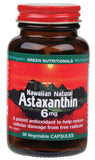 GREEN NUTRITIONALS Hawaiian Natural Astaxanthin VegeCaps (6mg) - Amber Glass