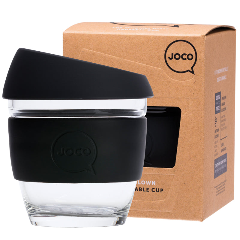 JOCO Reusable Glass Cup Small 8oz - Black