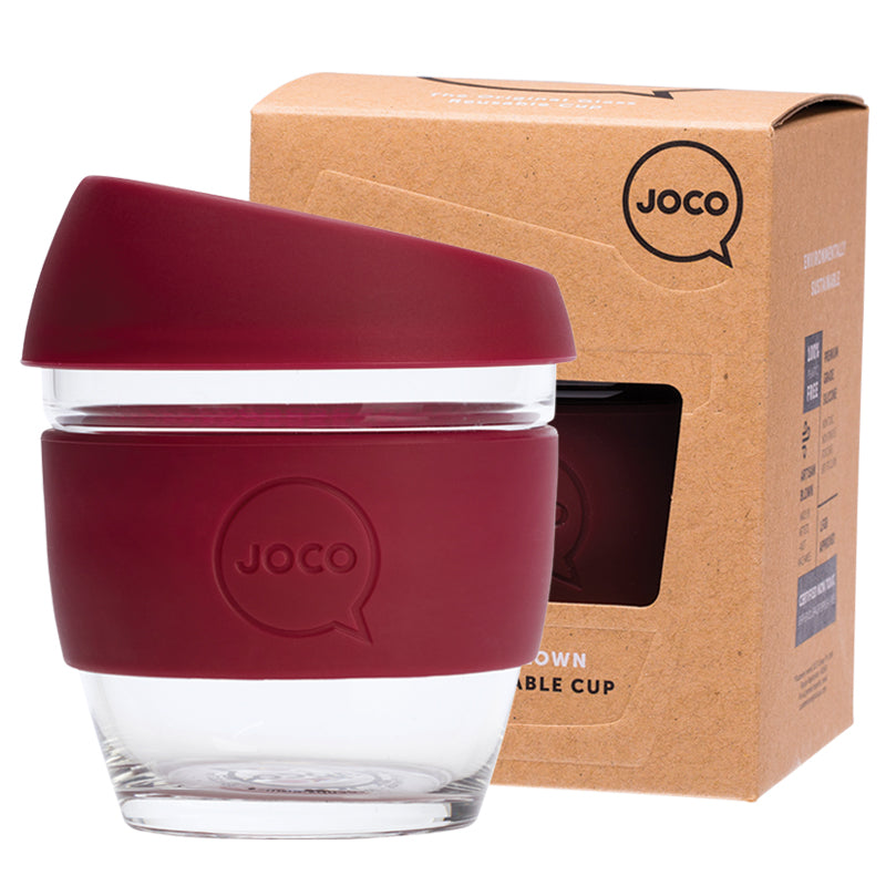 JOCO Reusable Glass Cup Small 8oz - Ruby Wine