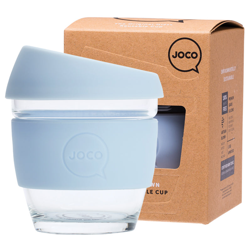 JOCO Reusable Glass Cup Small 8oz - Vintage Blue