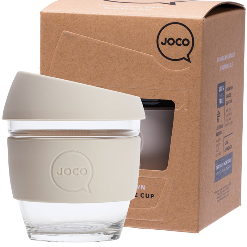 JOCO Reusable Glass Cup Small 8oz - Sandstone