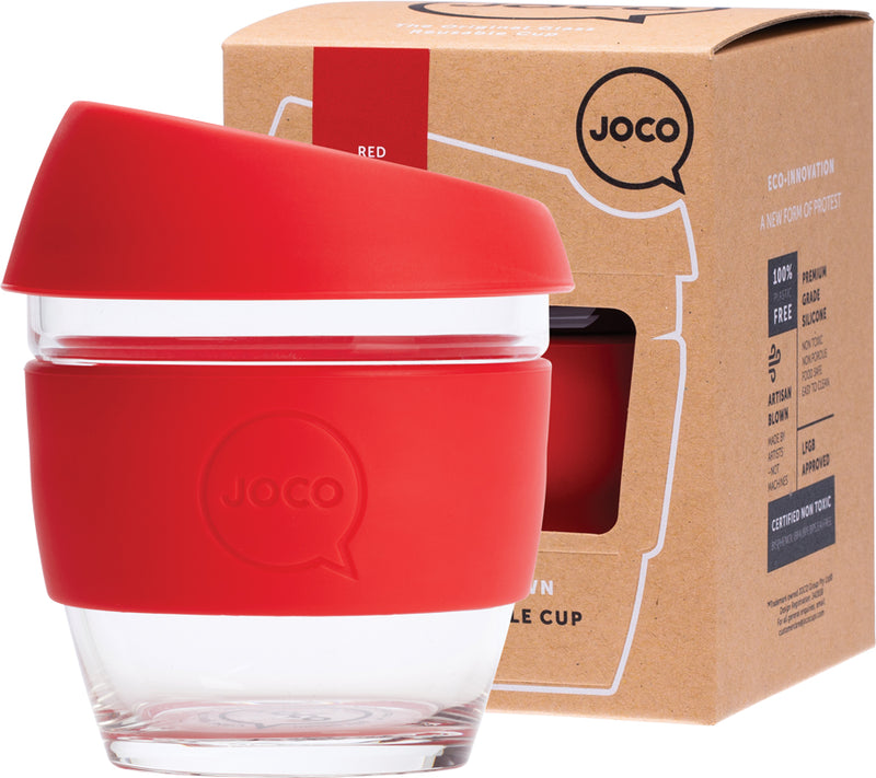 JOCO Reusable Glass Cup Small 8oz - Red
