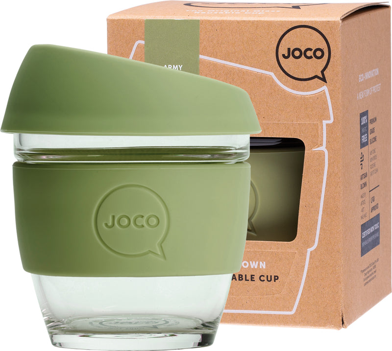 JOCO Reusable Glass Cup Small 8oz - Army