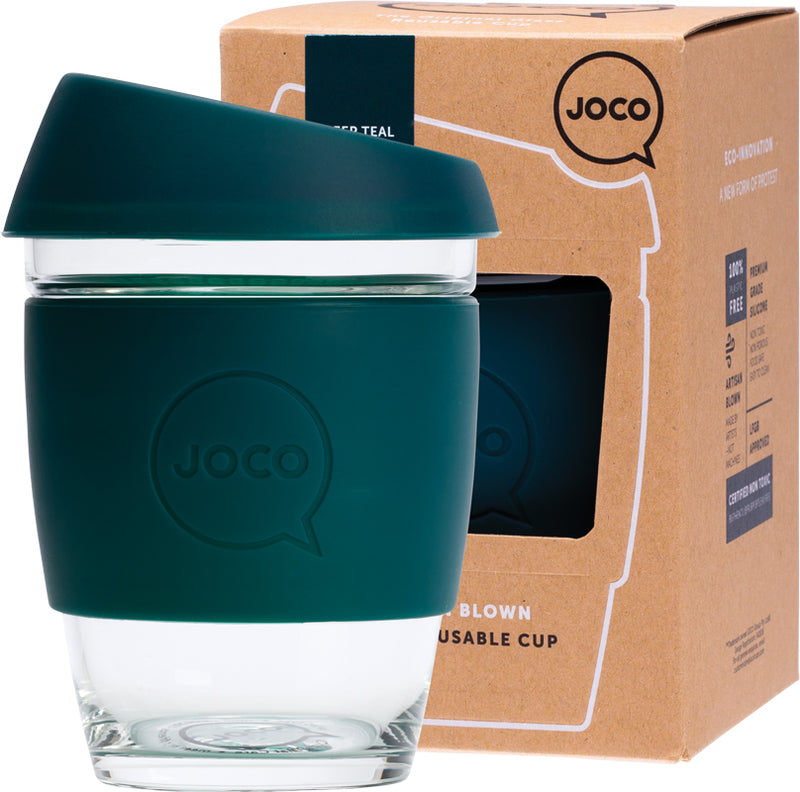 JOCO Reusable Glass Cup Regular 12oz - Deep Teal