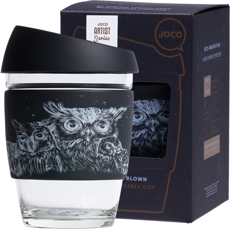 JOCO Reusable Glass Cup Artist Series 12oz  - Jen Lobo