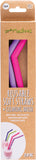LITTLE MASHIES Reusable Soft Silicone Straws Pink & Purple + Cleaning Brush
